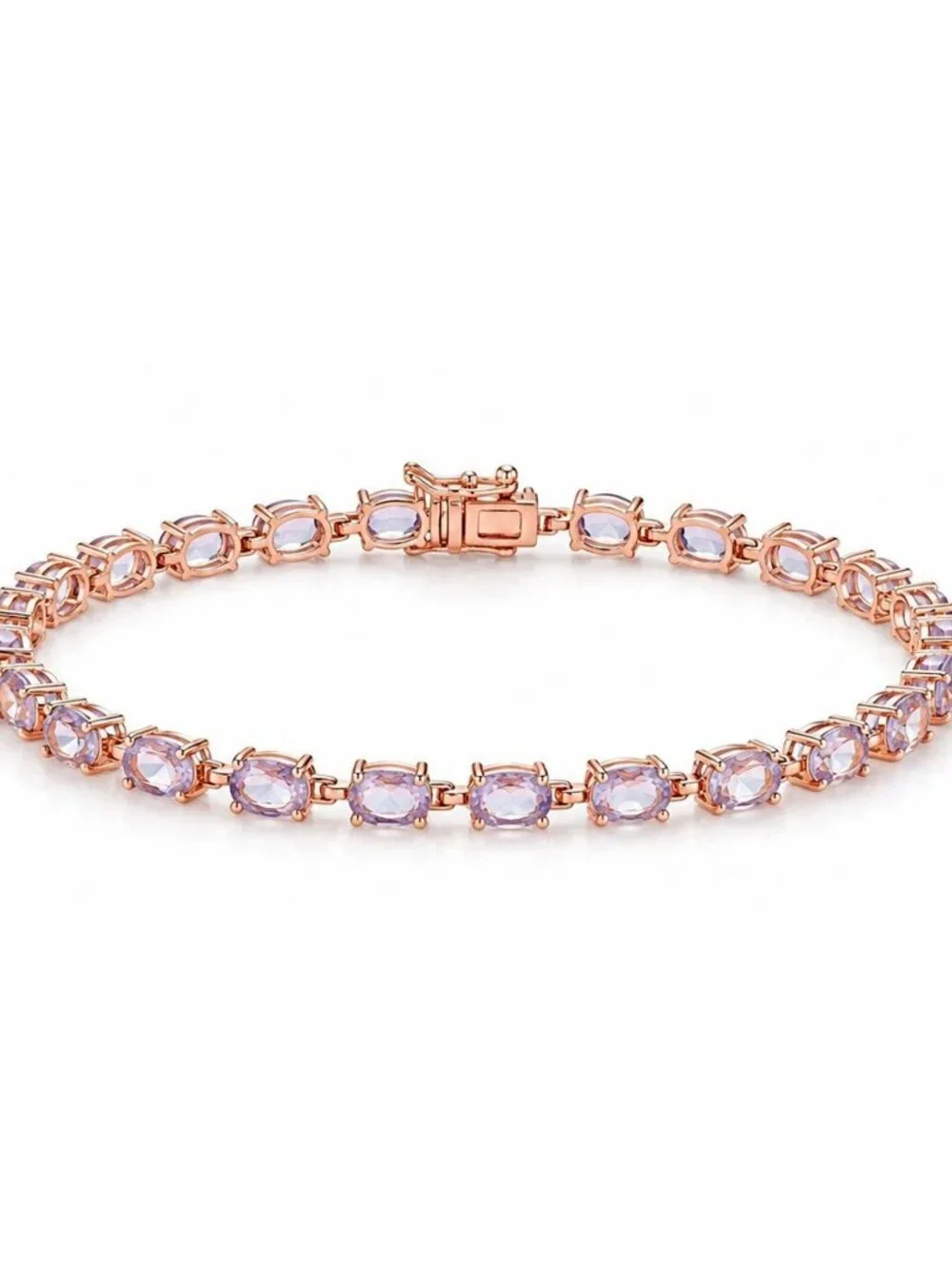 Genuine 9.50 Cts Amethyst Tennis Bracelet 14k Rose Gold Plated (.925)